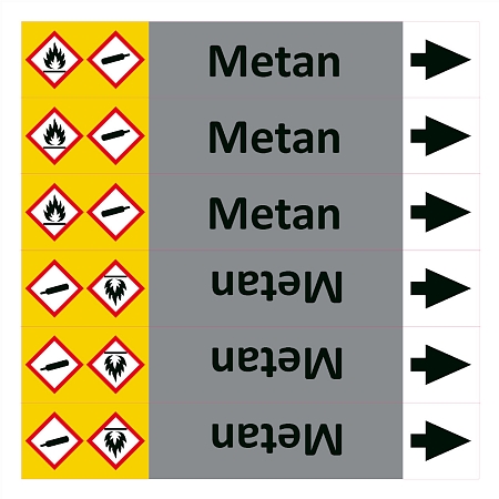 Značení potrubí  ISO 20560, metan